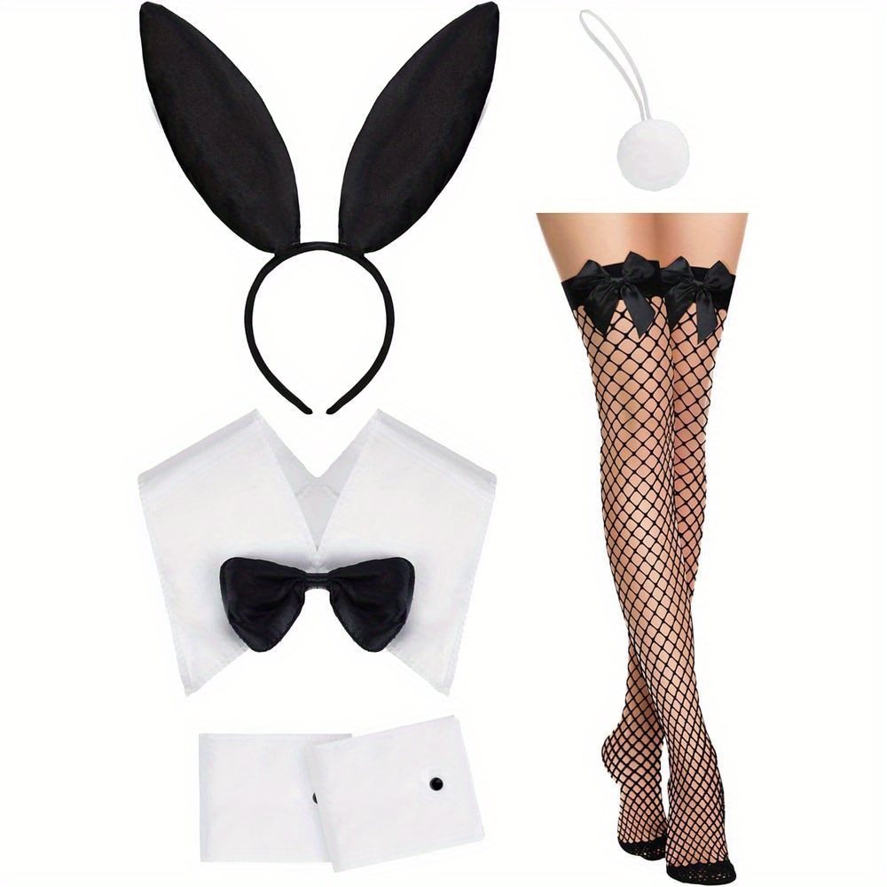 Fishnet Stocking Women - Black Bunny Orelhas Fishnet Meias Terno,