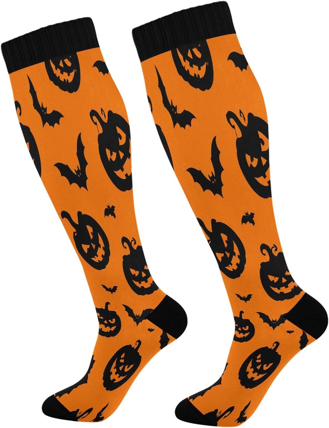 Knee High Sock Women - Meias de Compressão Spooky Pumpkins para