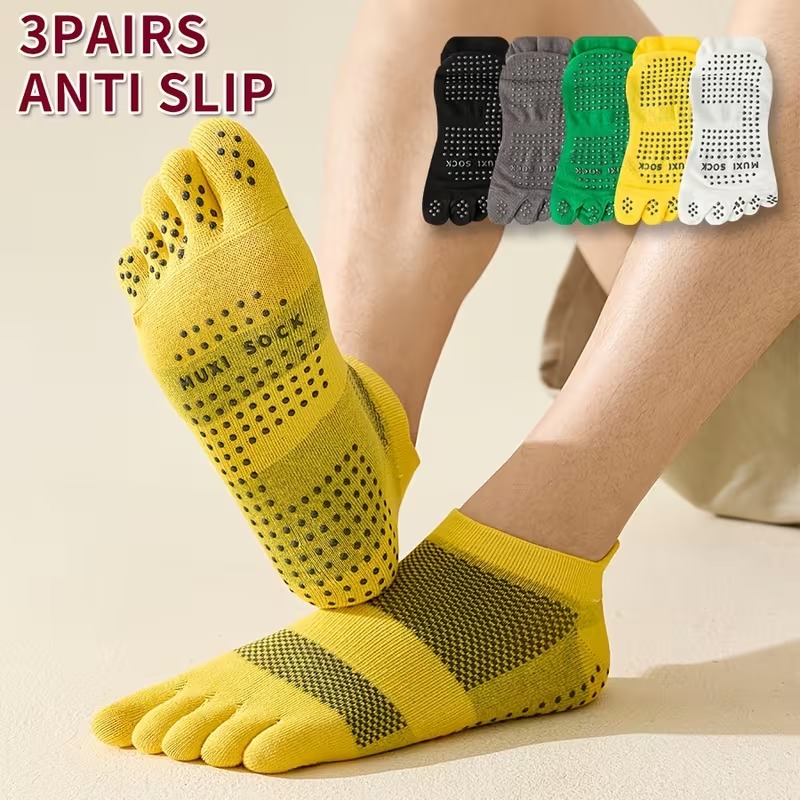 Grip Sock Yoga - Meias de Dedo Masculinas (3 Pares)