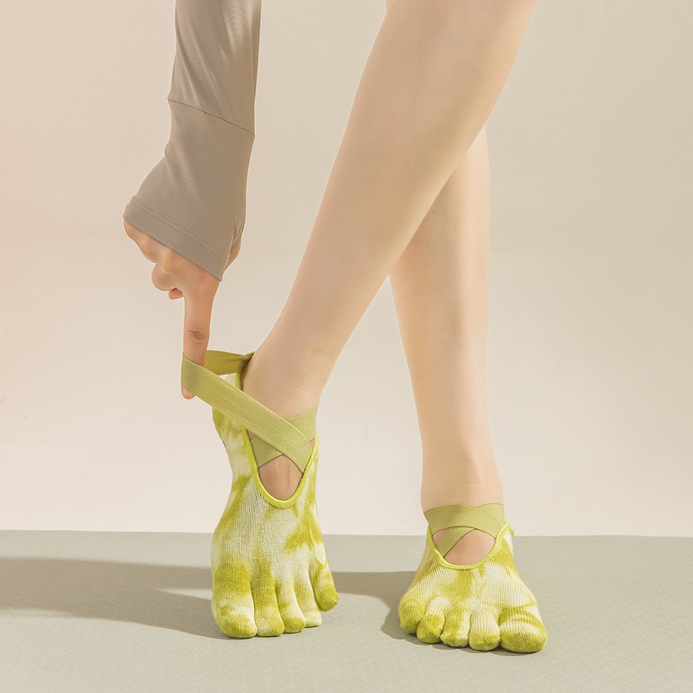 Grip Sock Yoga - Meias Tie-Dye Femininas com Cinco Dedos