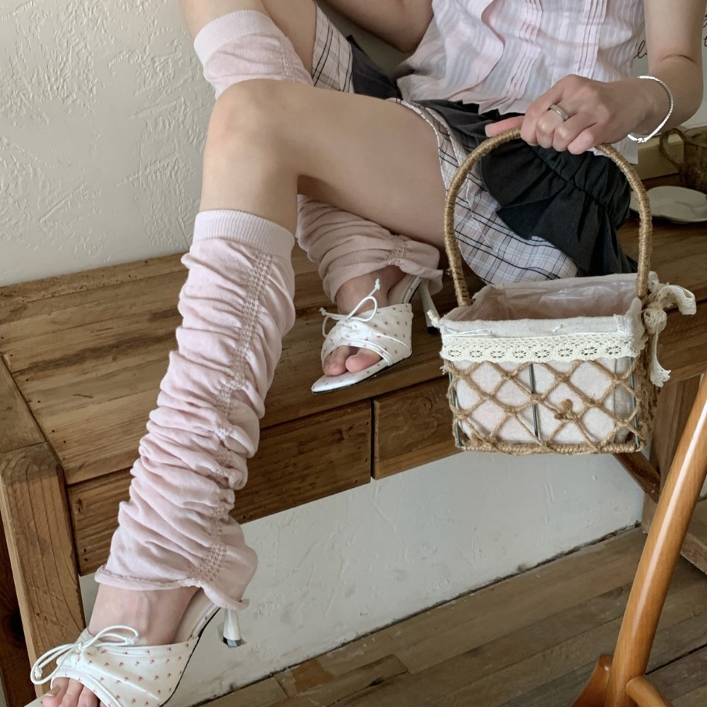 Boot Sock Slouchy - Meias Rosa com Babados e Efeito