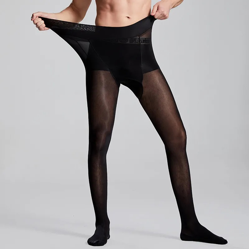 Tights Pantyhose Sheer - Plus size masculino sexy puro preto