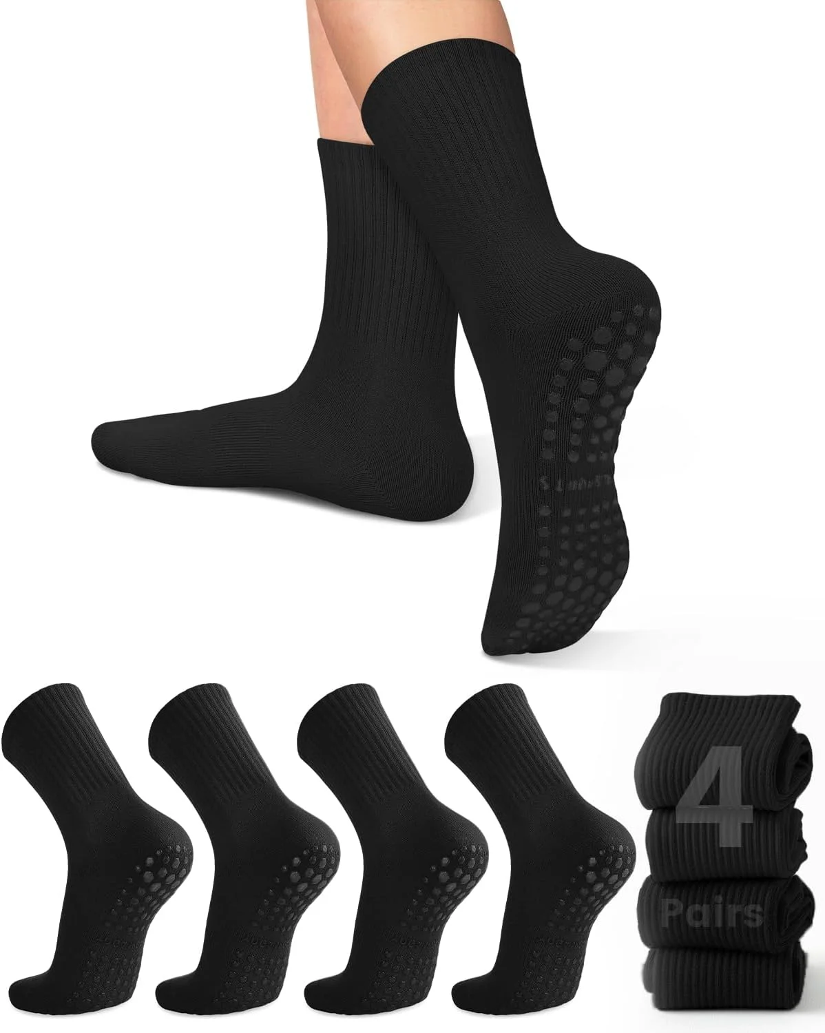 Grip Sock Yoga - 4 pares de meias femininas para