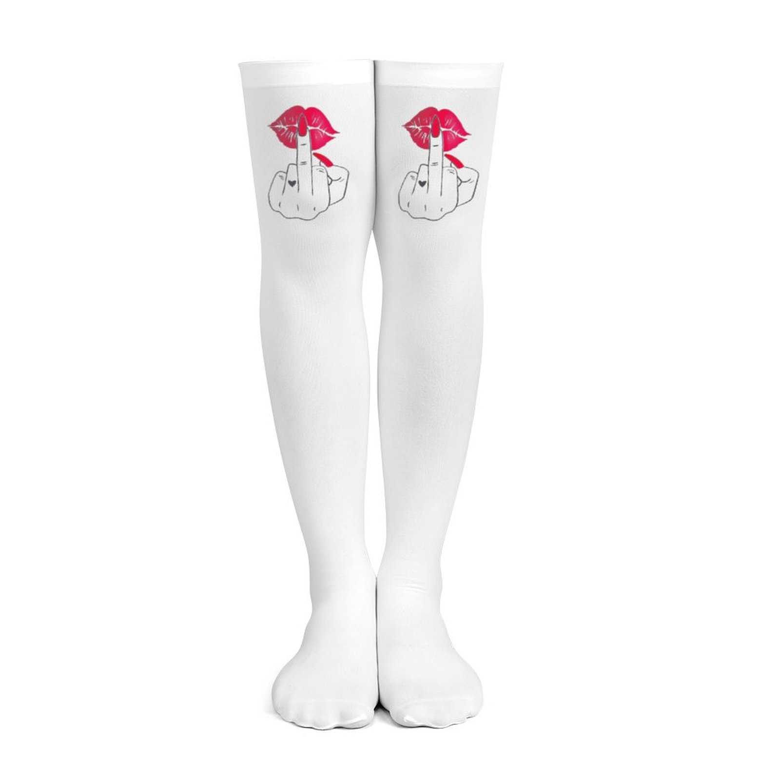 Knee High Sock Women - Meias femininas brancas com estampa de