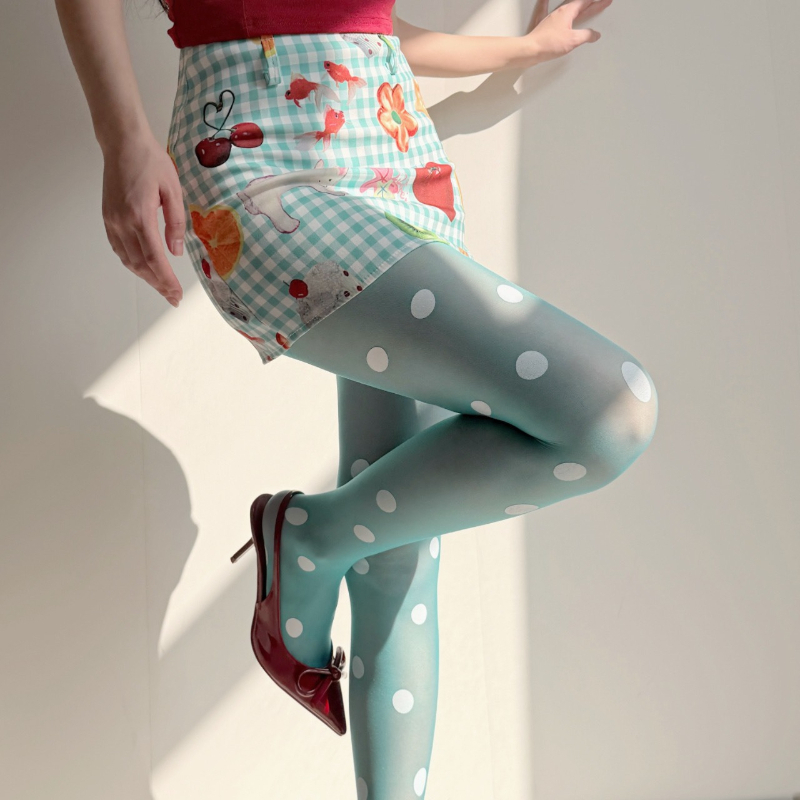 Tights Pantyhose Sheer - Meias-calças Transparentes Retrô com Poás para