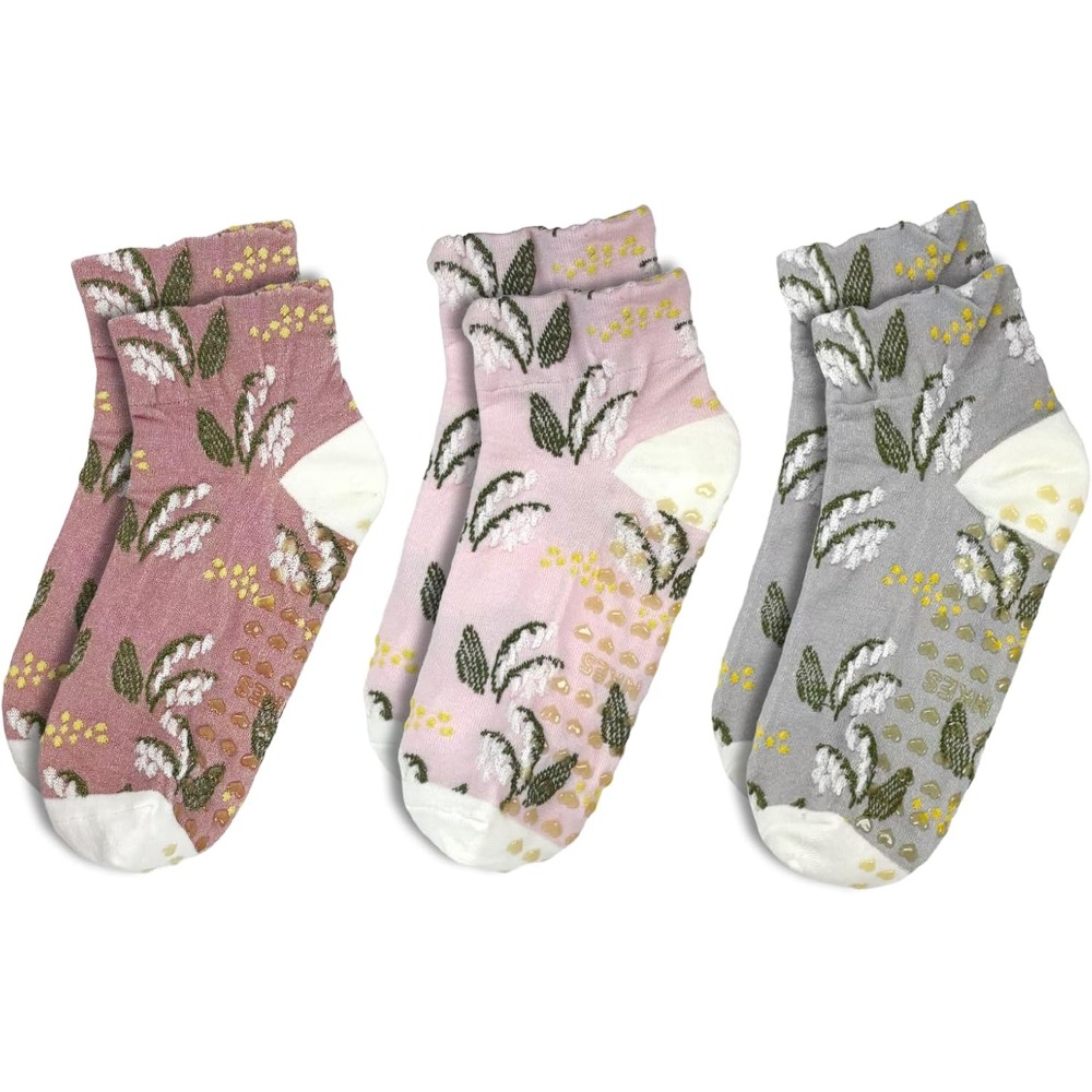 Grip Sock Yoga - Meias de Yoga Jacquard Florais para