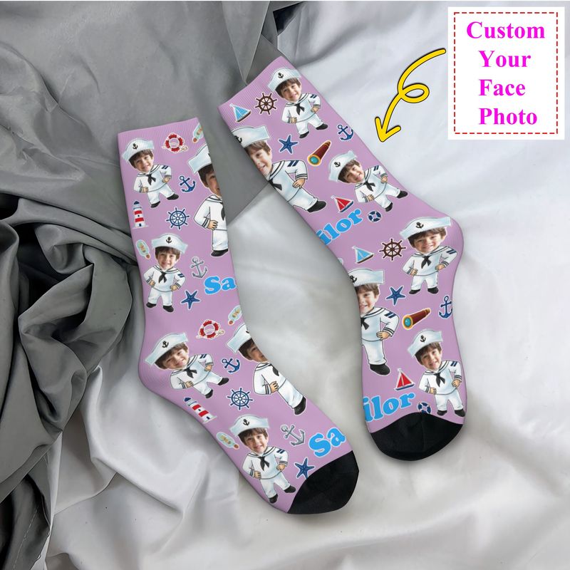 Dress Sock Men - Engraçado marinheiro capitão náutico vestido personalizado