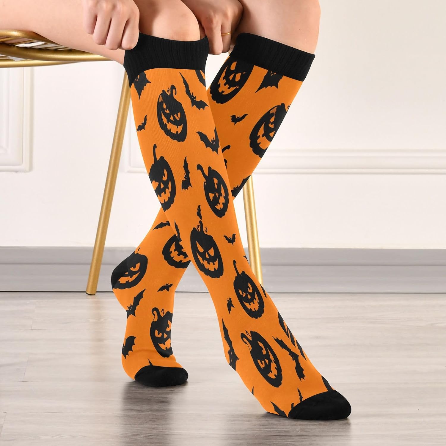 Meias de Compressão Spooky Pum - Knee High Sock Women avaliação e preço