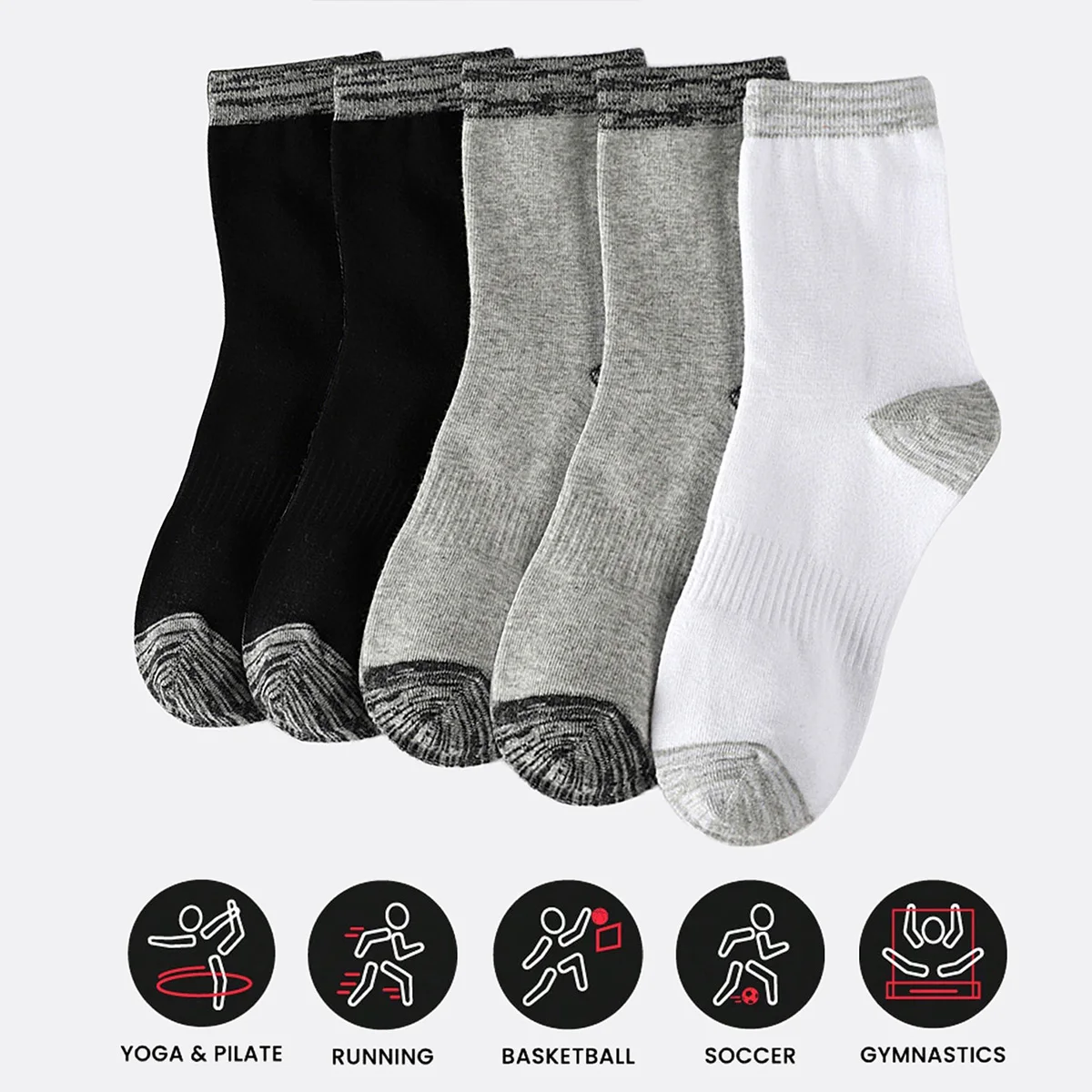 1/5 Pares de Meias Esportivas  - Athletic Sock Cushion avaliação e preço