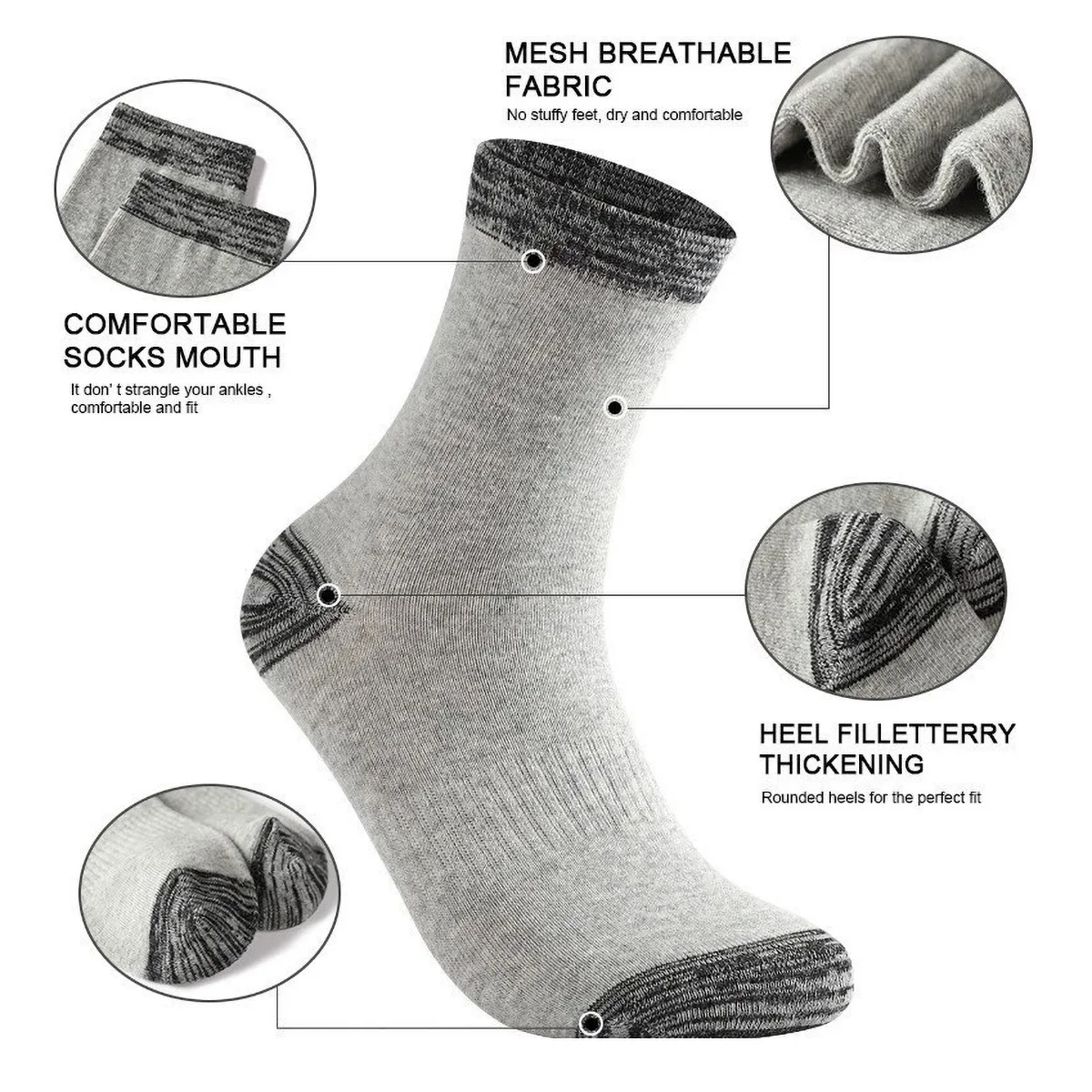1/5 Pares de Meias Esportivas  - Athletic Sock Cushion avaliação e preço