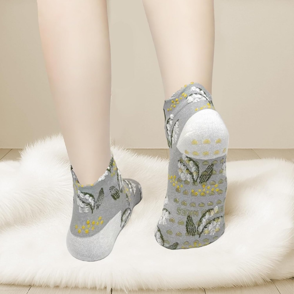 Meias de Yoga Jacquard Florais - Grip Sock Yoga avaliação e preço