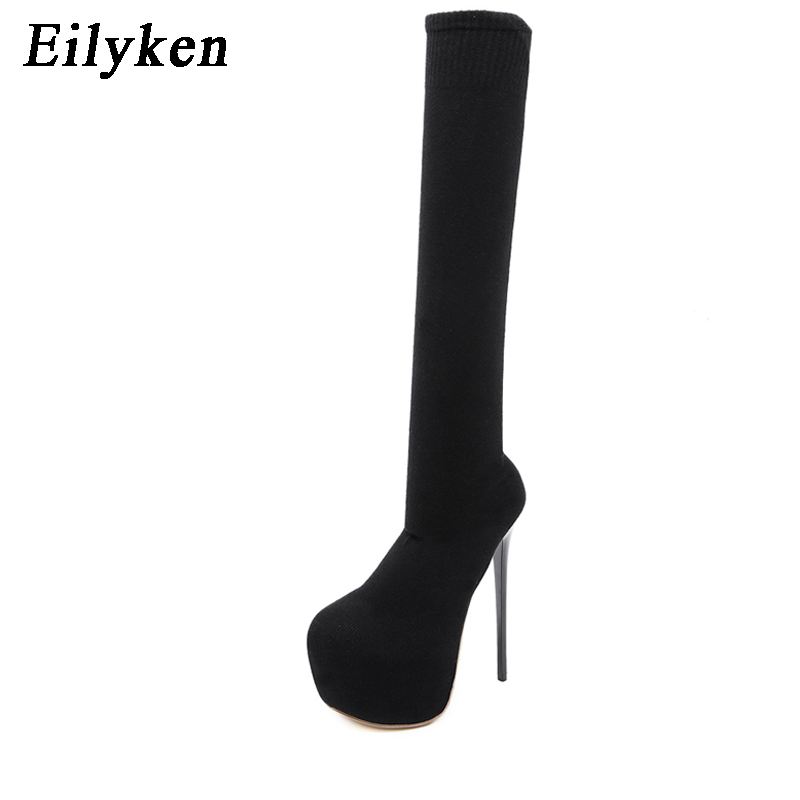Eilyken moda plataforma tecido - Knee High Sock Women avaliação e preço