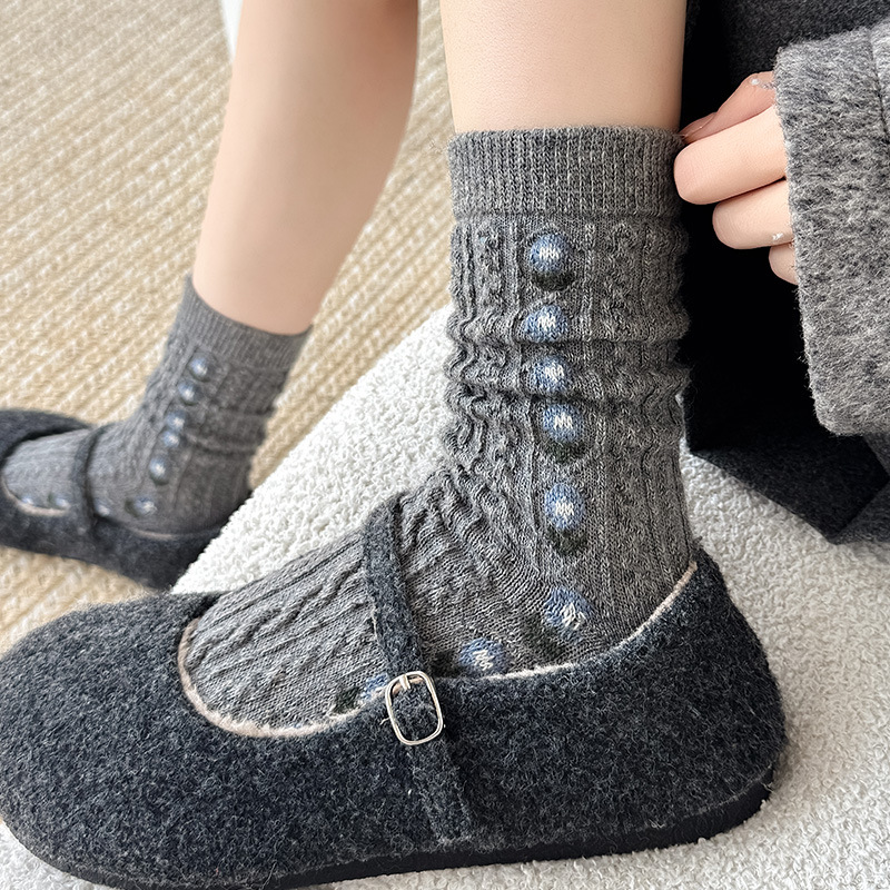 Coreano doce floral lã meados  - Boot Sock Slouchy avaliação e preço