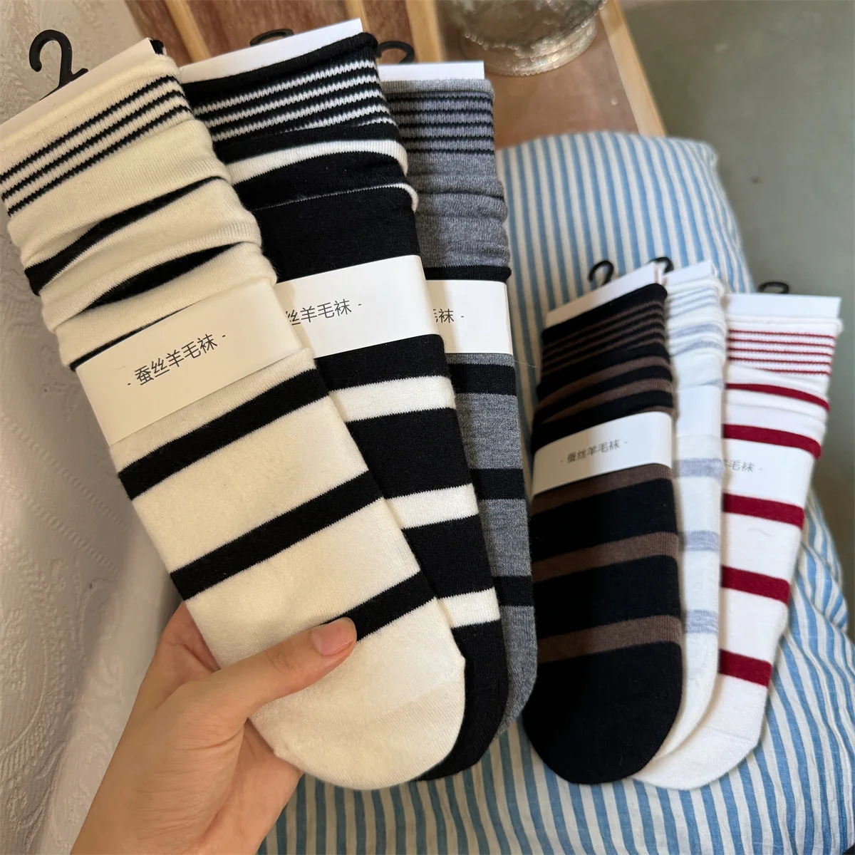 Coreano inverno listrado lã me - Silk Sock Bamboo avaliação e preço