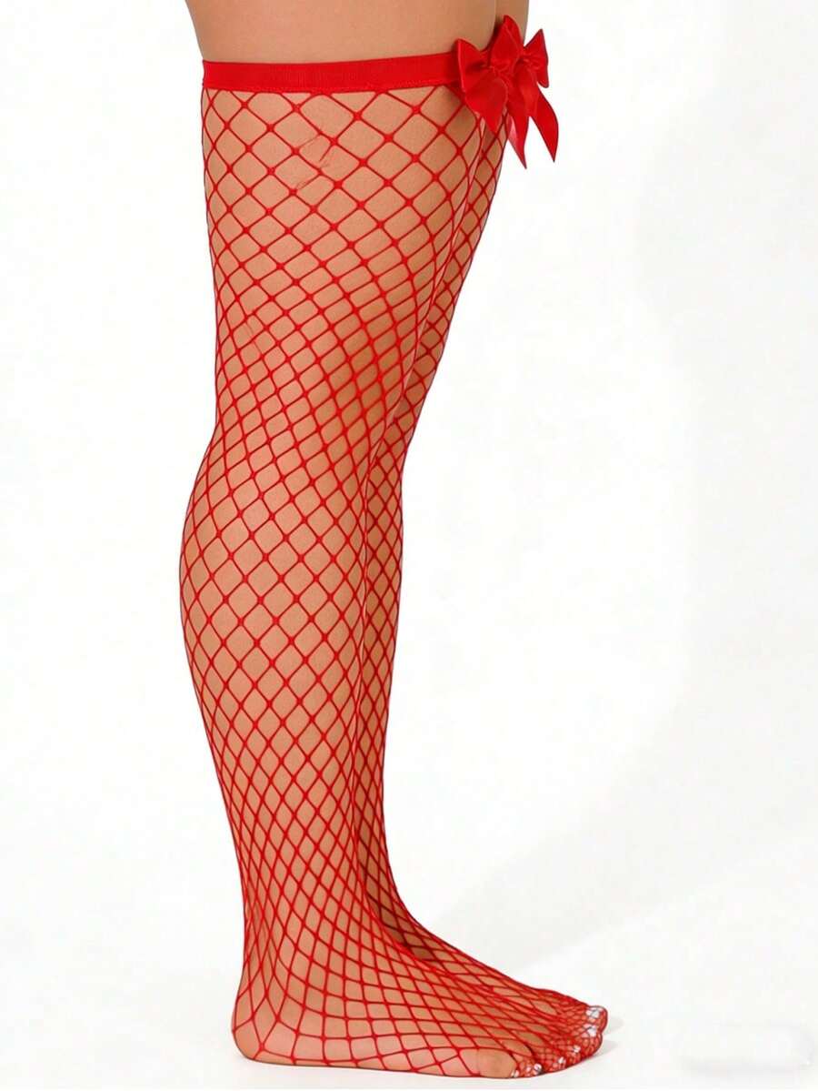 Meias de Rede com Laço Decorat - Fishnet Stocking Women avaliação e preço